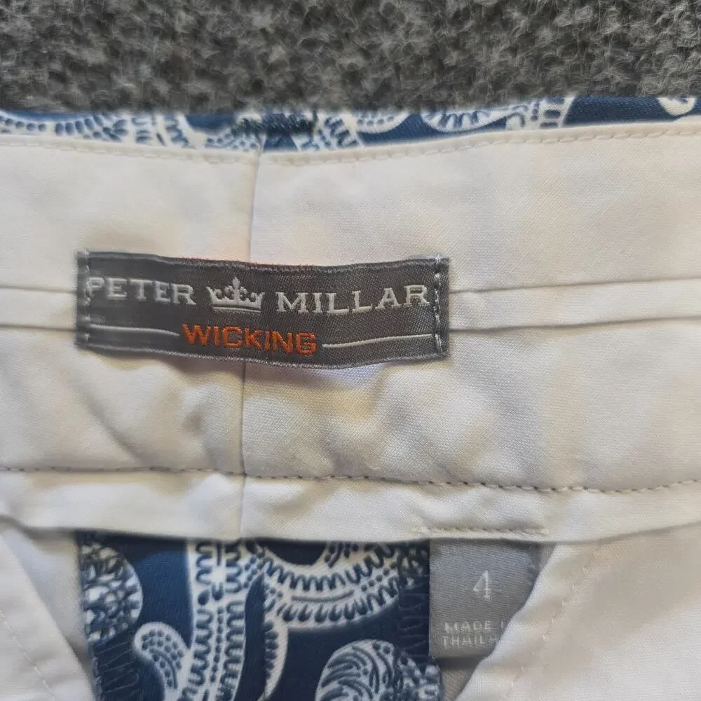 Peter Millar Shorts Womens Size 4 Blue White Paisley 11 Inch Golf Bermuda Casual